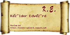 Káldor Edvárd névjegykártya